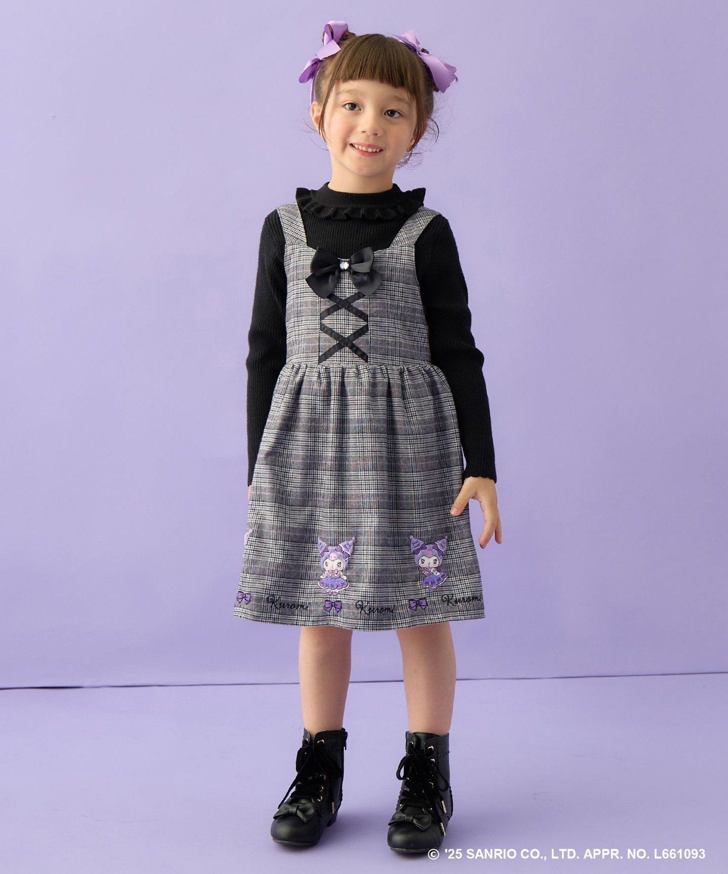 Клетчатая юбка-свитер ANY KIDS, Gray Check x Kuromi [305] — фото 2