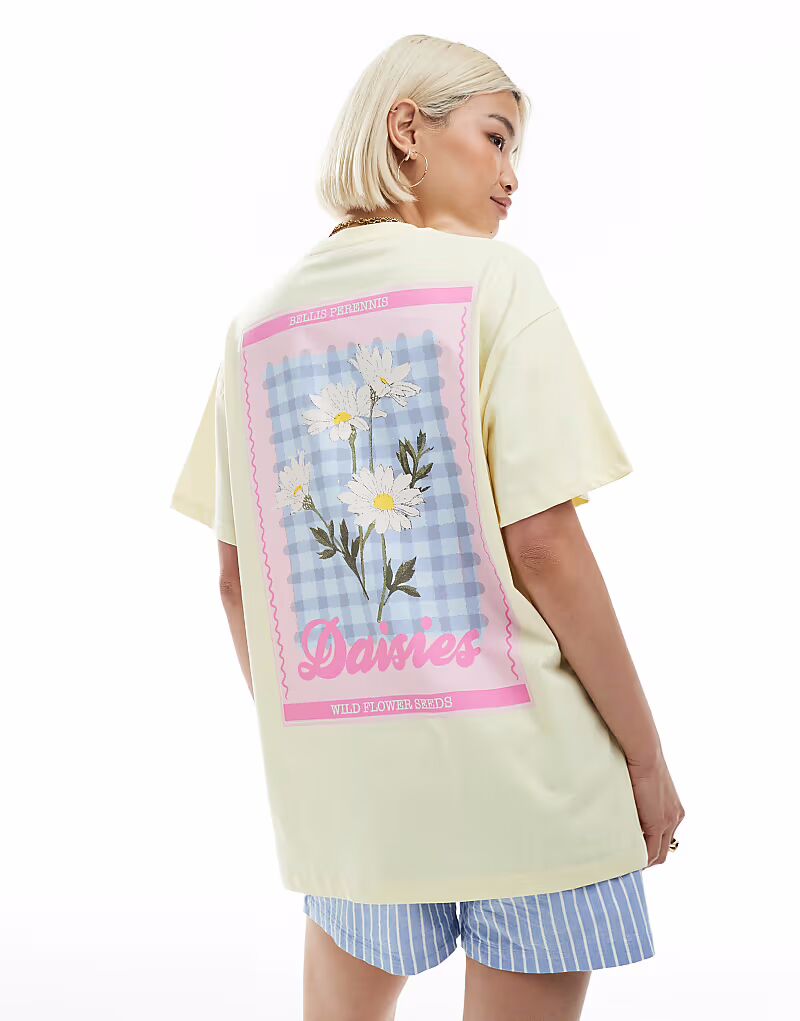 

Футболка с принтом ромашками в цвете «масло-желтый» Miss Selfridge, Желтый, Футболка с принтом ромашками в цвете «масло-желтый» Miss Selfridge