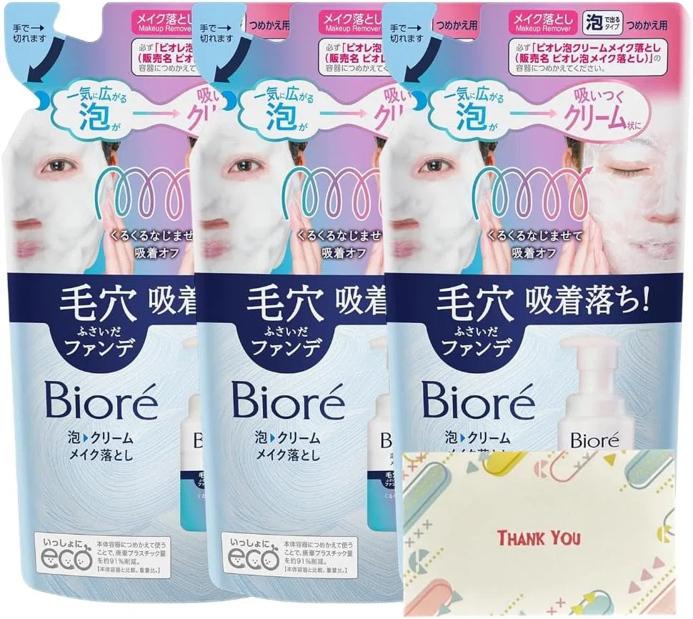 Набор для умывания Kao Biore Foam Cream Makeup Remover, 170 мл, 3 шт, Kunutonn