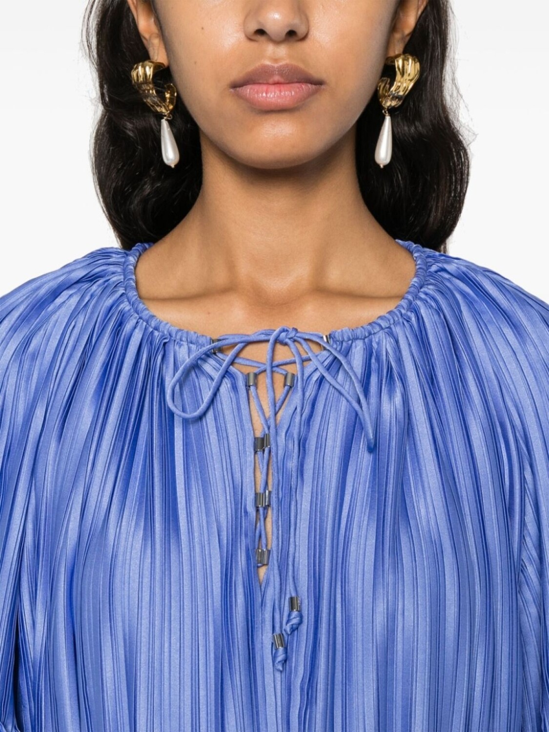 Плиссированная блузка Lanvin с шармезом, фиолетовый — фото 3