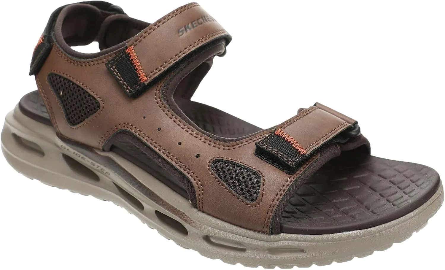 Мужские спортивные сандалии Skechers River с тремя ремешками и открытым носком, Brown