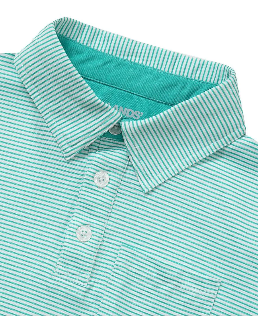 Детские поло с коротким рукавом для активного отдыха Lands' End, Teal Stripe — фото 3