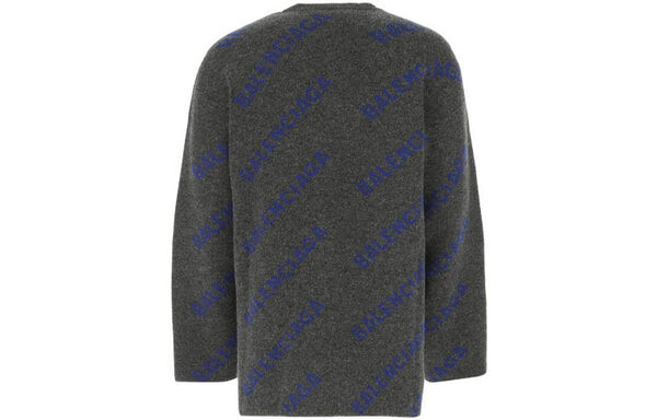 Свитер intarsia knit logo jumper 'dark grey' Balenciaga, серый — фото 2