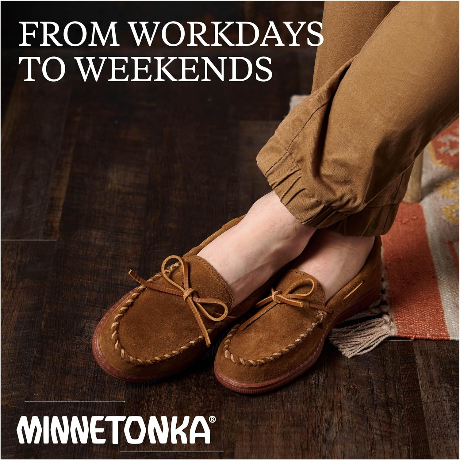 Мокасины Minnetonka для мужчин повседневные замшевые, коричневый — фото 4