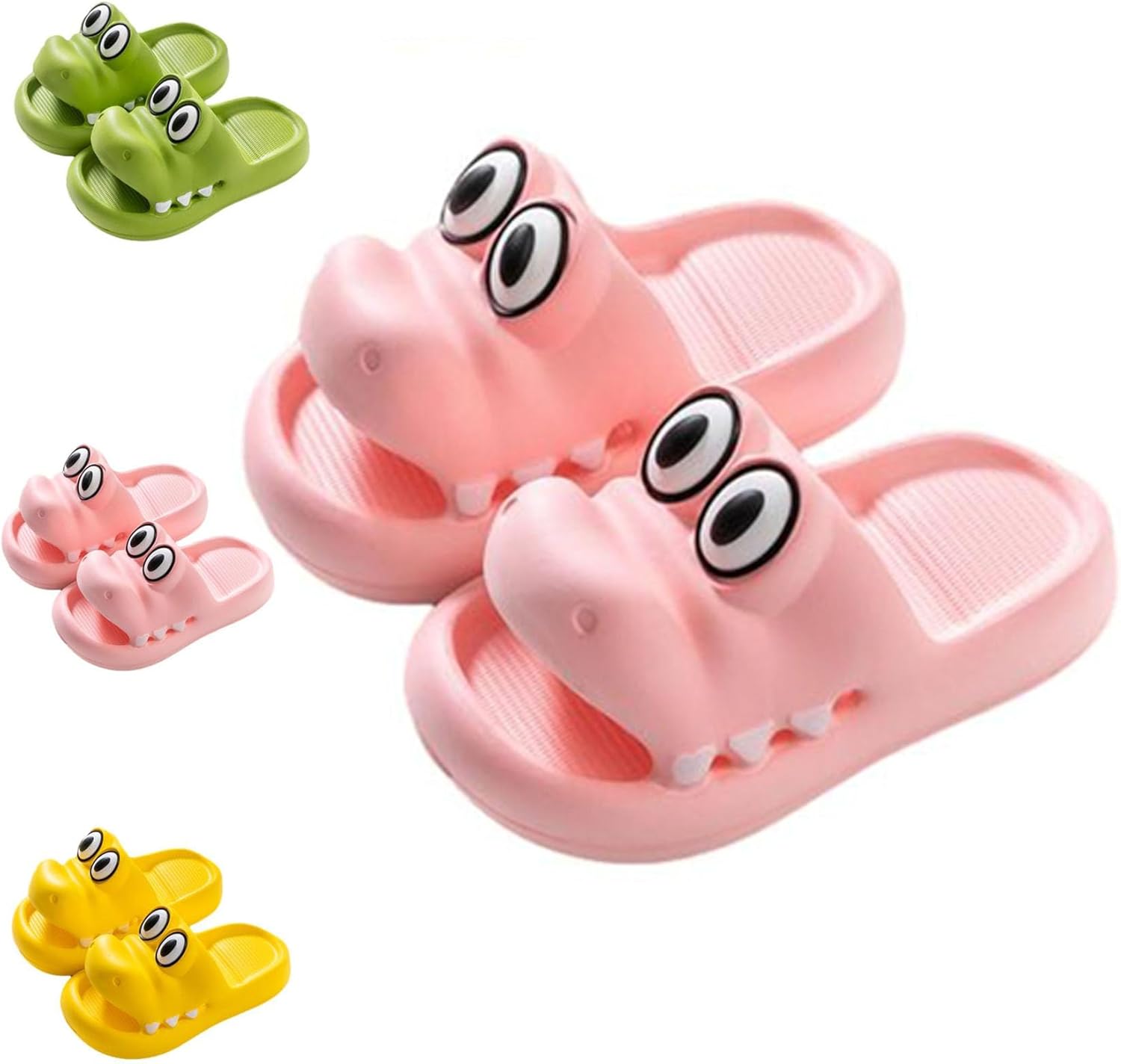 

Мужские и женские шлепанцы ZNEL с мультяшным крокодилом, сандалии из ЭВА, облачные тапочки с толстой подошвой, нескользящие, для спа, ванной, пляжа, бассейна и душа, летние (размер 6.5-7.5 (240 мм), желтые)