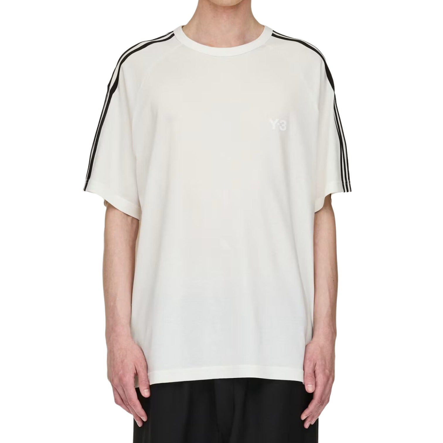 Футболка Adidas Y-3 с коротким рукавом и тремя полосками, цвет «Core White» — фото 3