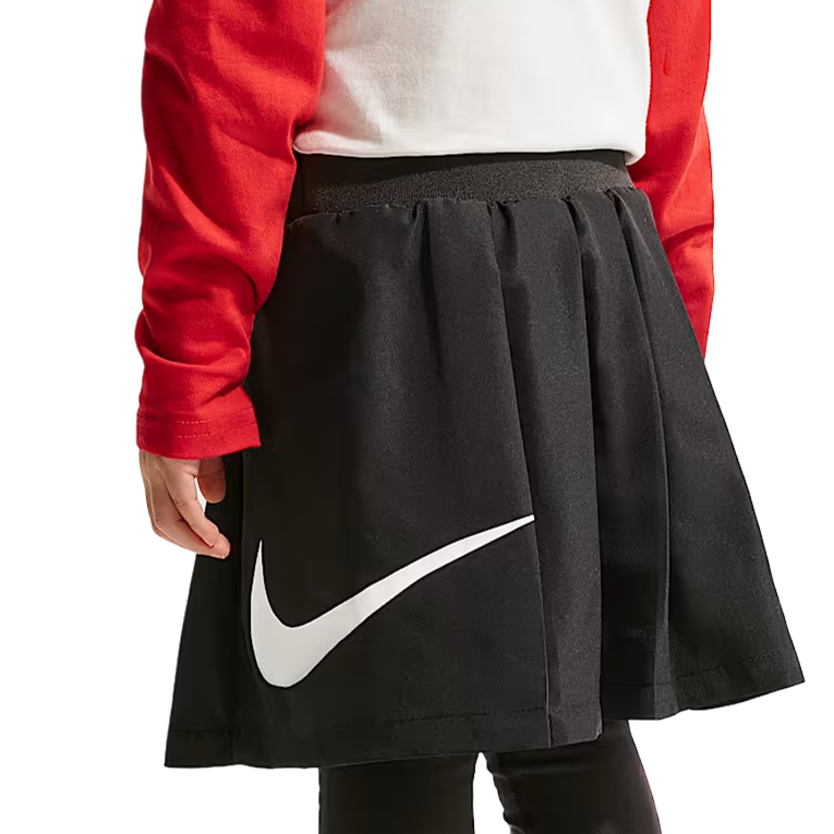 Однотонная юбка с логотипом бренда для детей на осень Nike, черный/белый/белый — фото 3