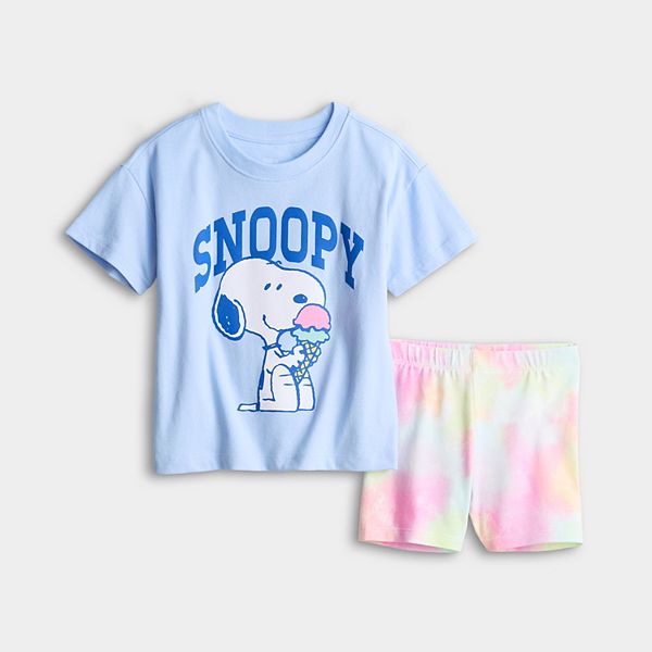 

Детский сет Snoopy: оверсайз футболка и шорты для велоспорта Jumping Beans