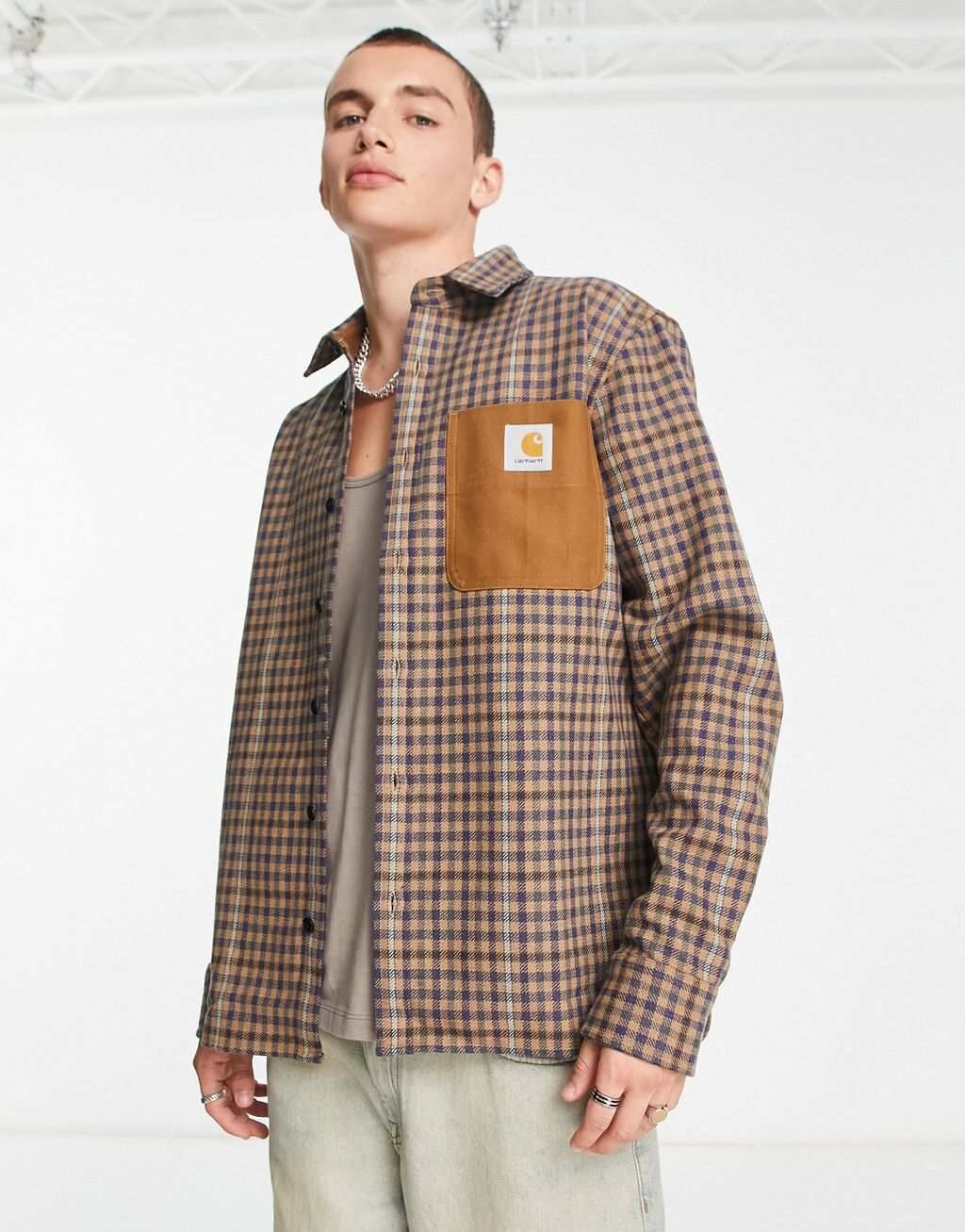 

Бежевая рубашка в клетку Carhartt WIP Asher