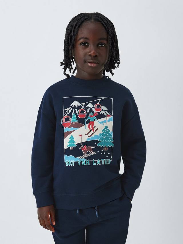 

Детский рождественский джемпер с принтом Ski Ya Later John Lewis, Navy