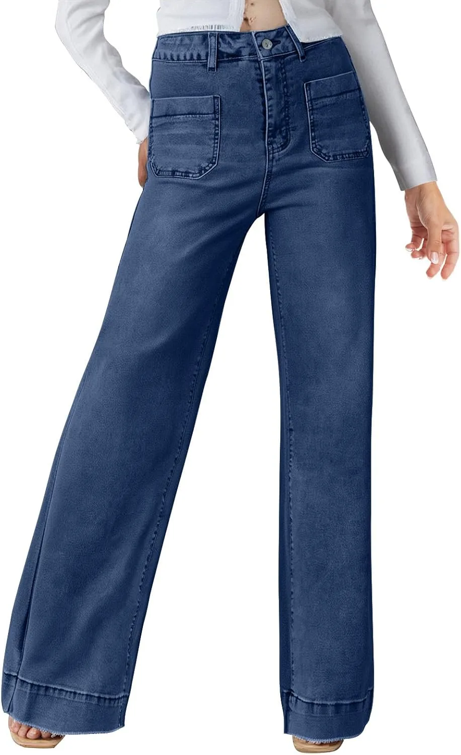 

Женские джинсы Wide Leg High Waist Stretchy Straight Leg с карманами