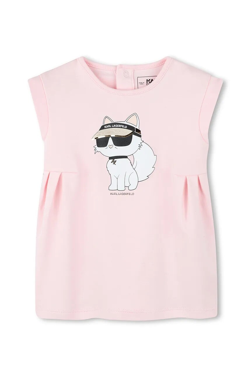 

Детское хлопковое платье Karl Lagerfeld, розовый