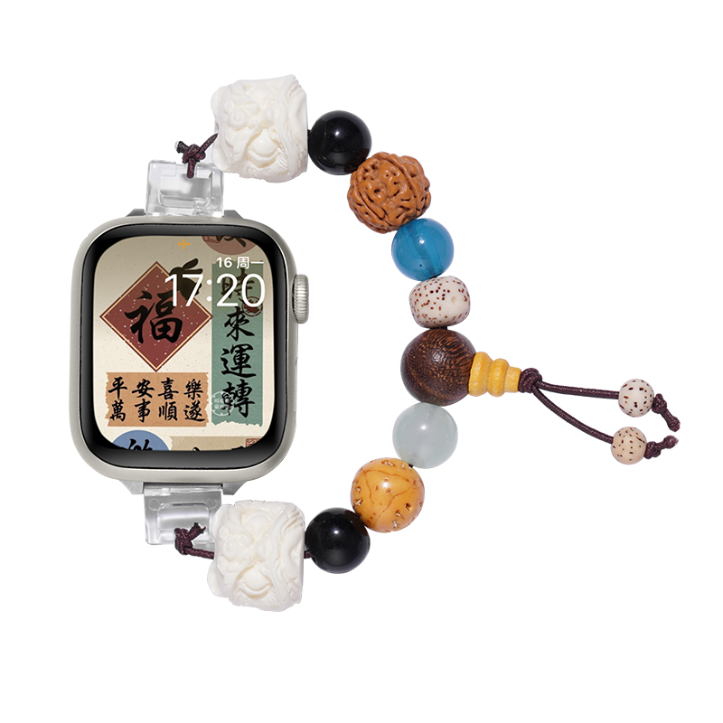 

IBOANN Часы Strap Apple Compatibility Eighteen Seed Material, Lion Dancing Strap (small wrist paddle recommended) is suitable for 130-150mm wrist