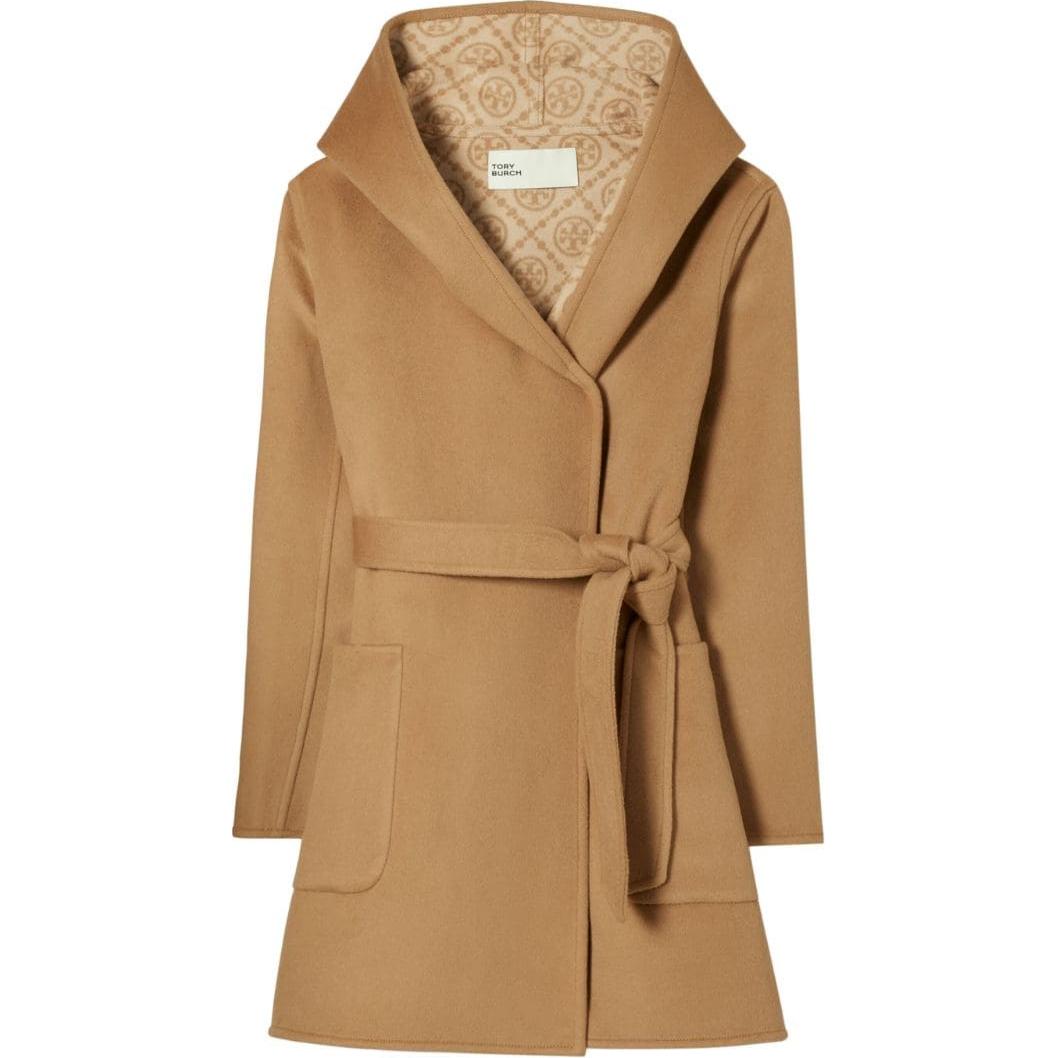 

Монограммированный жаккардовый поясной плащ TORY BURCH, camel