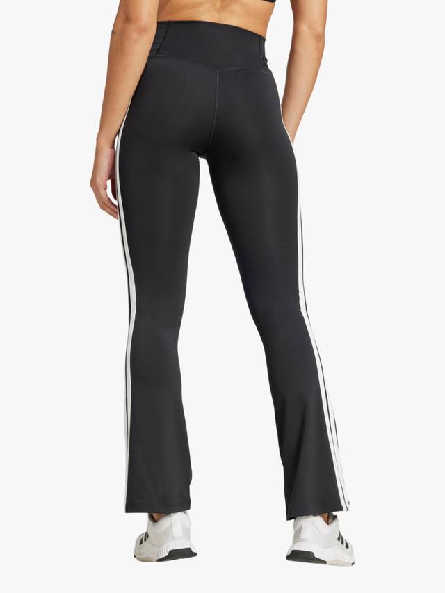 Optime Essentials Aeroready леггинсы с расклешенными штанинами и 3 полосками adidas, Black/White — фото 2