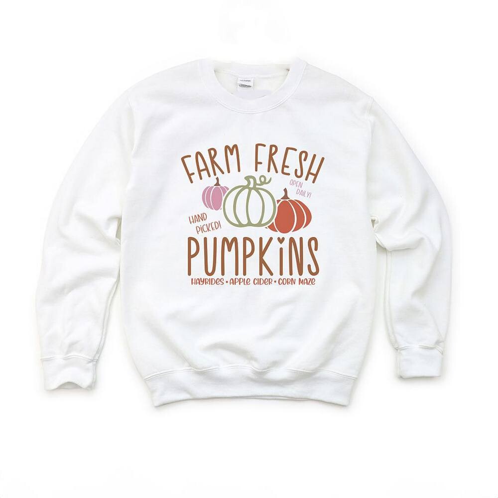 

Молодежный свитшот с ярким рисунком Farm Fresh Pumpkins The Juniper Shop, белый