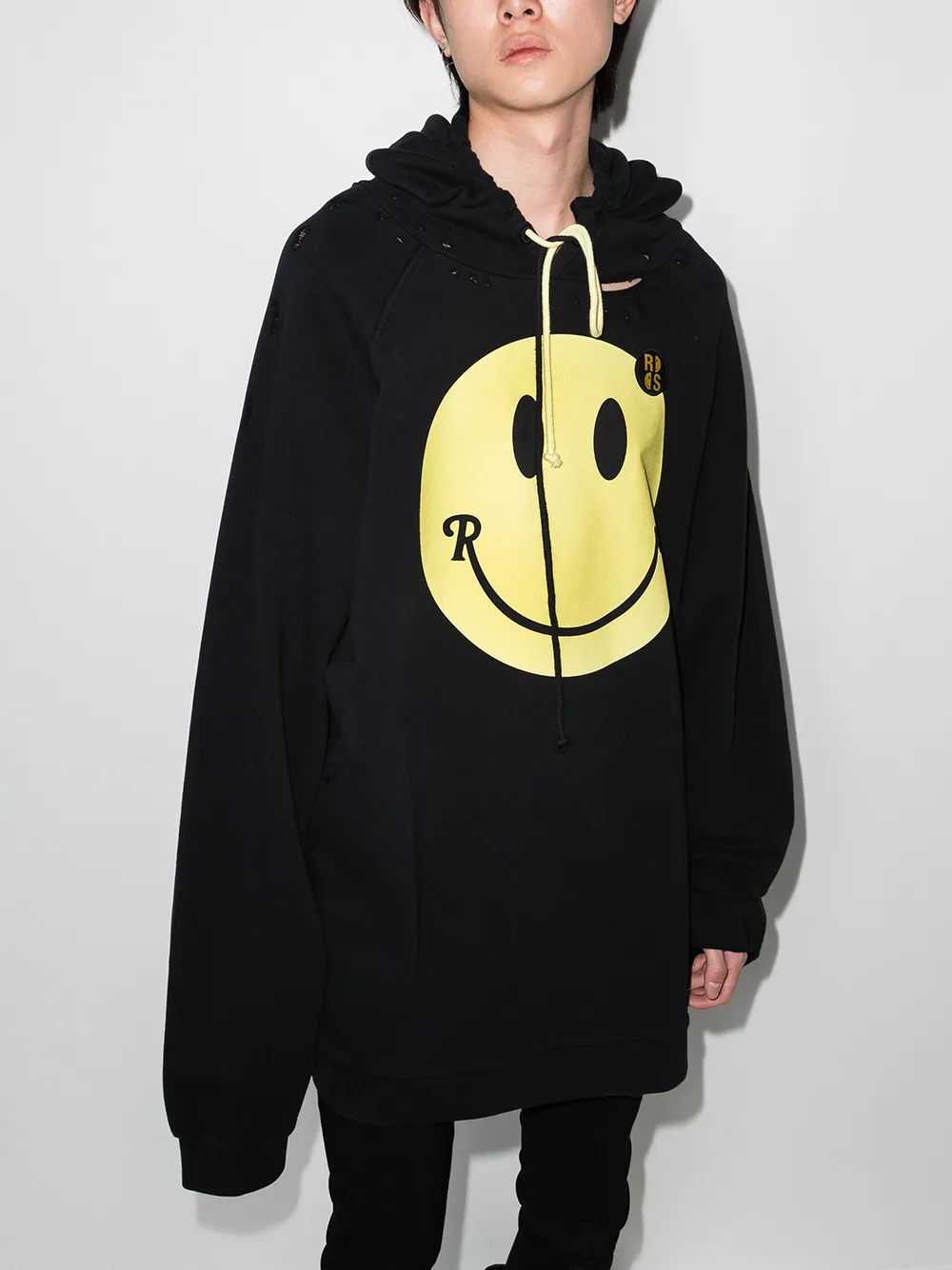 Худи оверсайз из коллаборации со Smiley Raf Simons, черный — фото 2