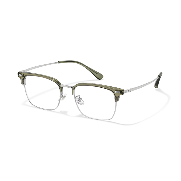 

PARMU Титановые очки в стиле бровей унисекс, Silver Frame Transparent Green