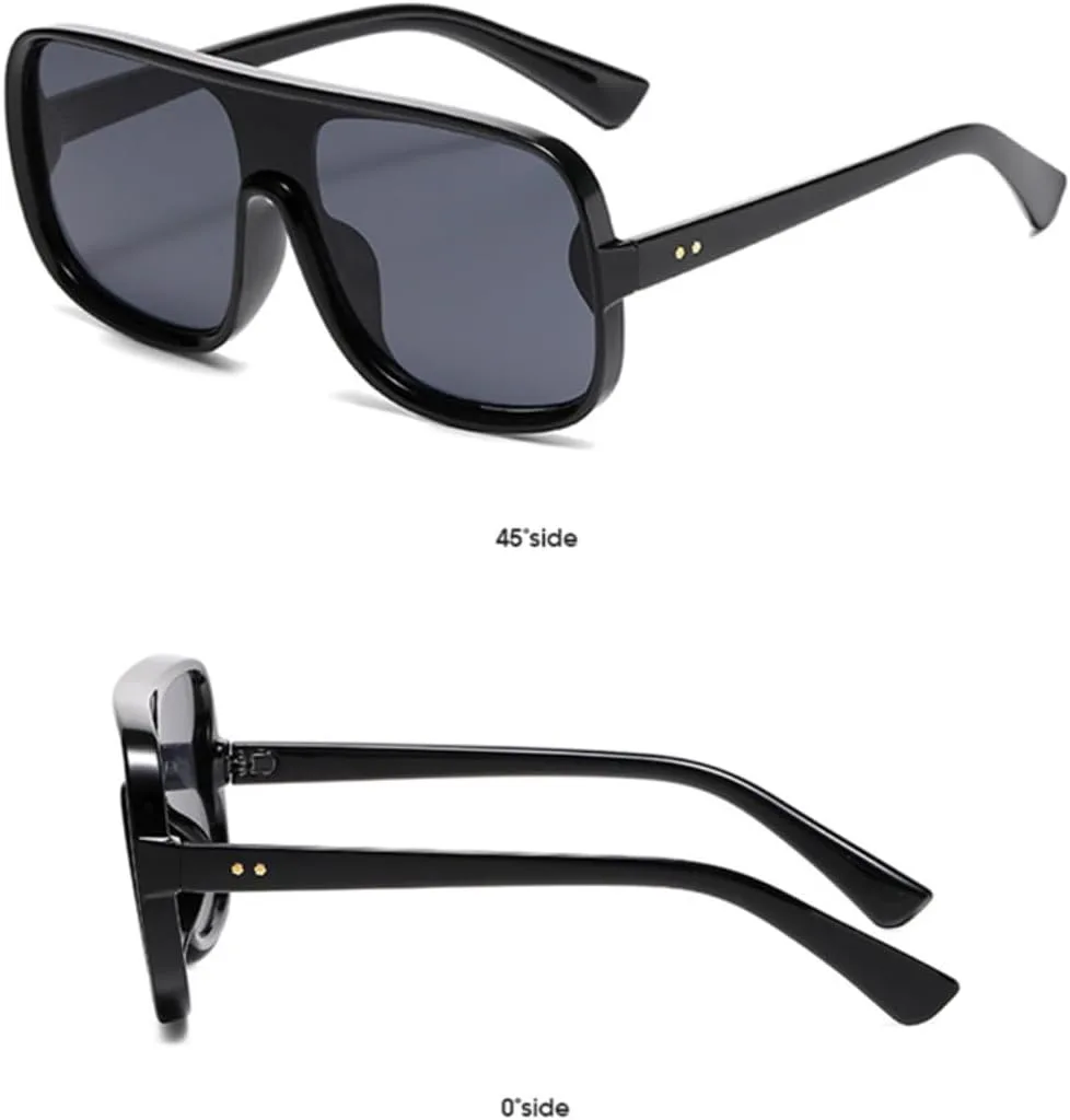 

Крупные цельные солнцезащитные очки для женщин и мужчин в стиле ретро с заклепками, градиентной подсветкой и защитой от УФ-излучения UV400 TVTBBVV, Grey Pink