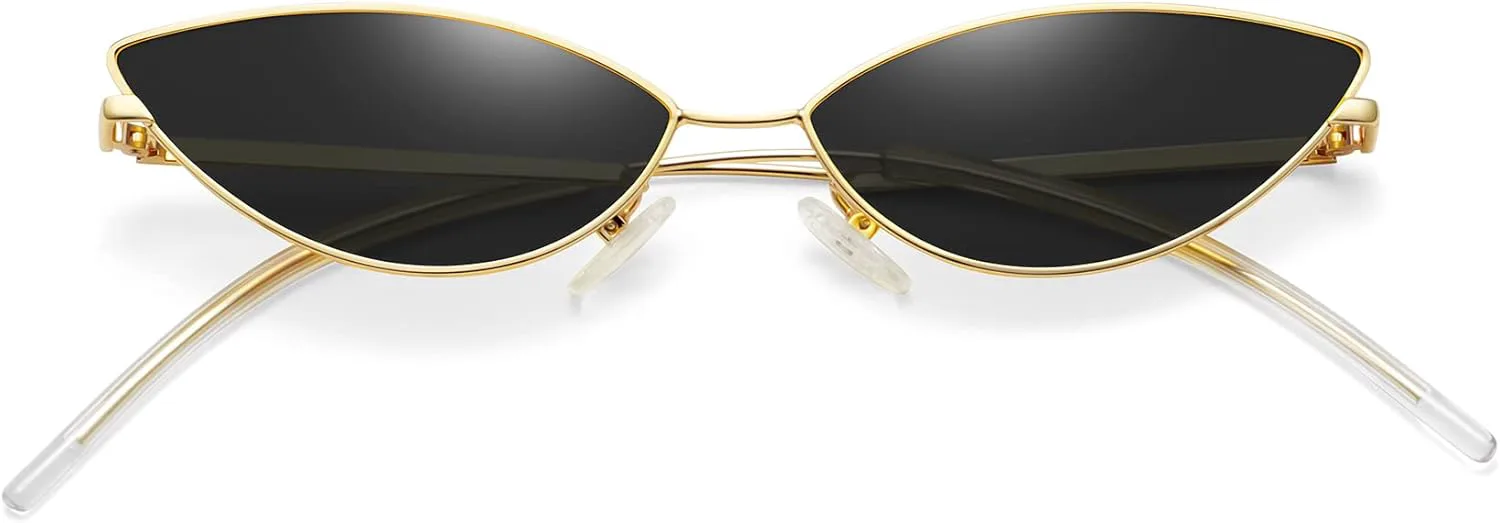 

Солнцезащитные очки MEETSUN в стиле ретро-винтаж «кошачий глаз» для женщин и мужчин, узкие, маленькие, овальные, с изогнутыми дужками в форме лепестков, Gold / Grey