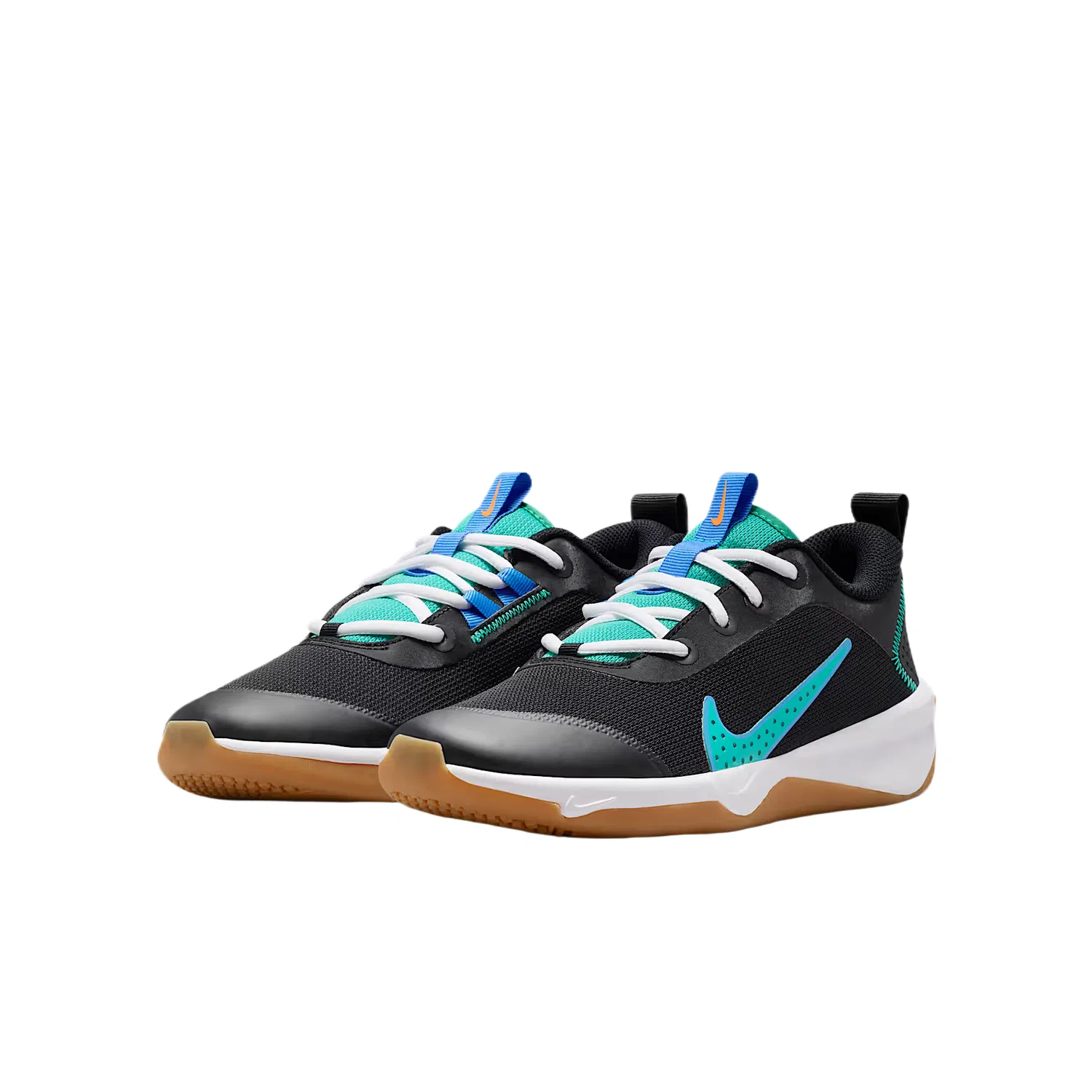 Детские кроссовки OMNI MULTICOURT Mesh Breathable Low top Casual Shoes Nike, Black/Crystal Blue/Dutch Orange/Clear Emerald Green — фото 3