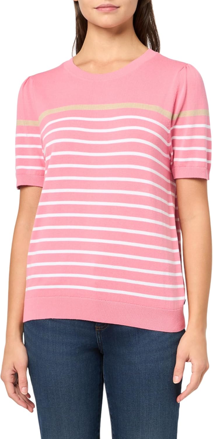 

Женский свитер Tommy Hilfiger с короткими рукавами и круглым вырезом в полоску, Peony Multi