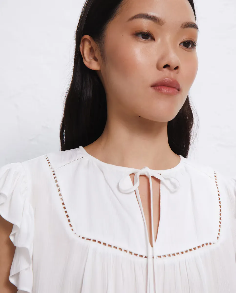 

Блузка с короткими рукавами и рюшами Easy Wear, цвет Blanco roto