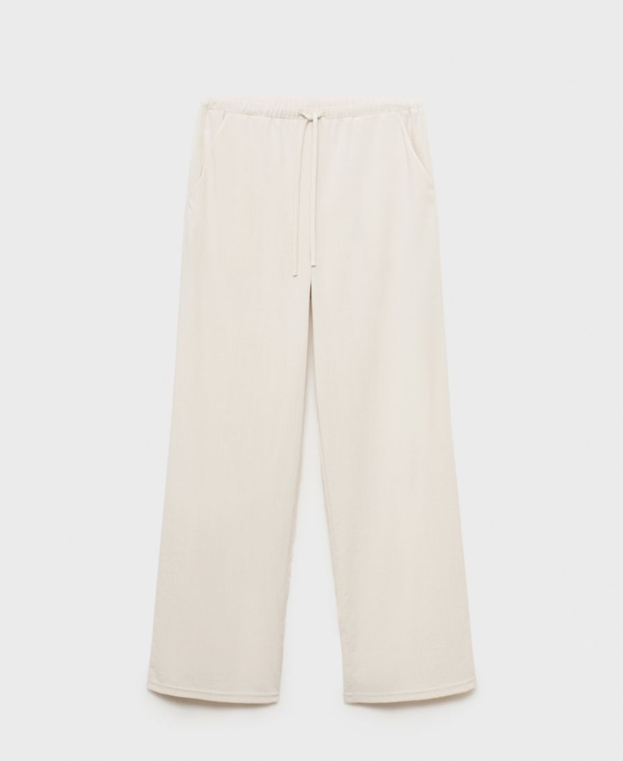 

Женские прямые брюки на завязках MANGO, Ecru