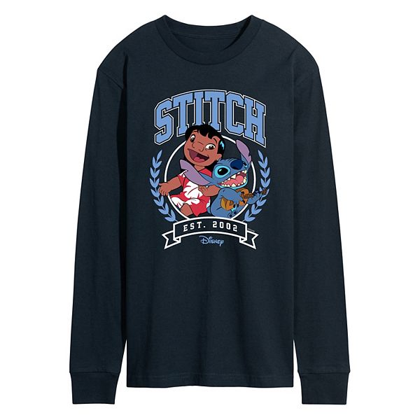 

Мужская футболка с длинным рукавом Lilo & Stitch collegiate est 2002 Disney, Navy