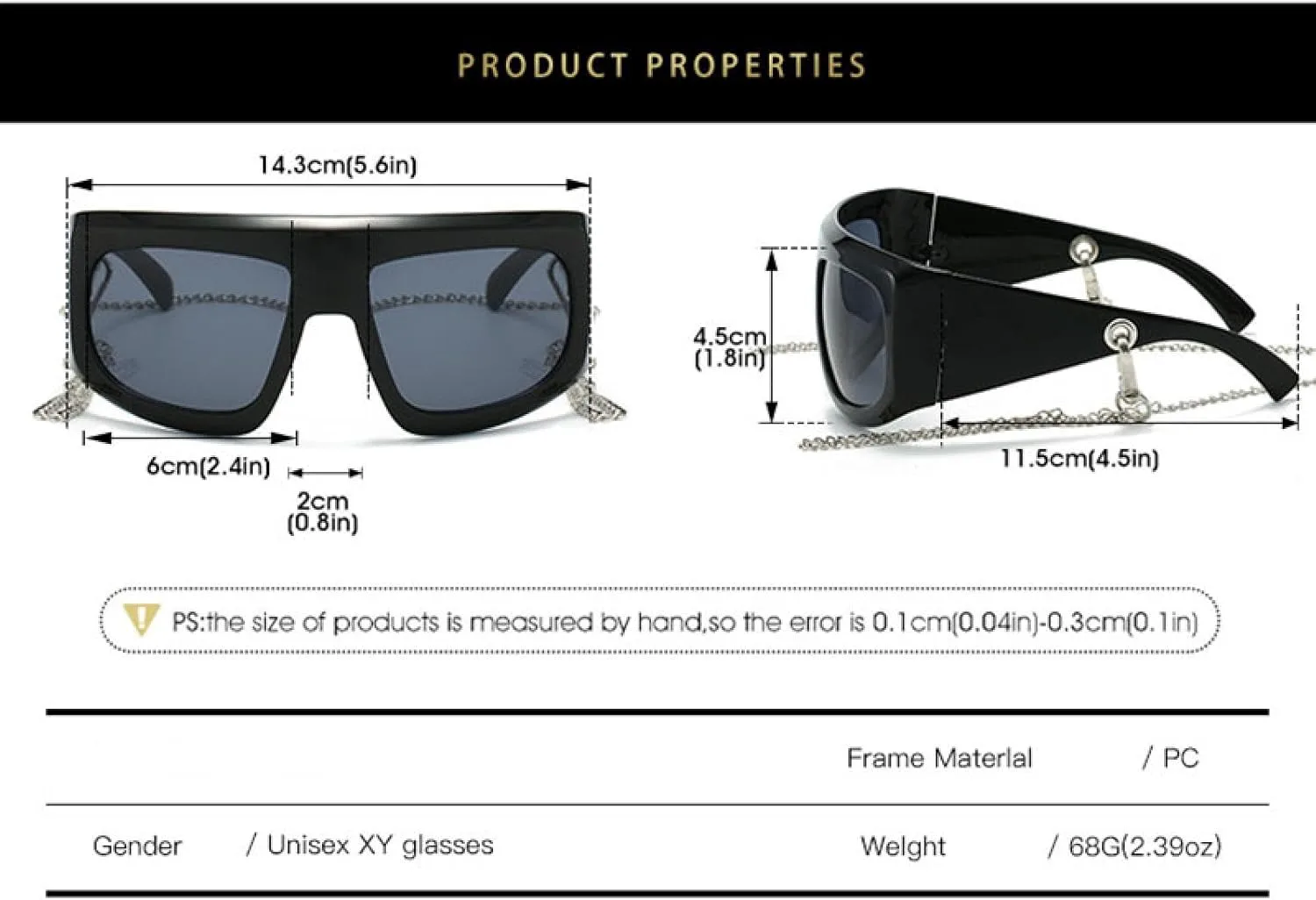 

Большие солнцезащитные очки для женщин и мужчин, роскошные, винтажные, популярные, в стиле панк, с металлической цепочкой и крупной оправой TYUVIVO, Green Light Black
