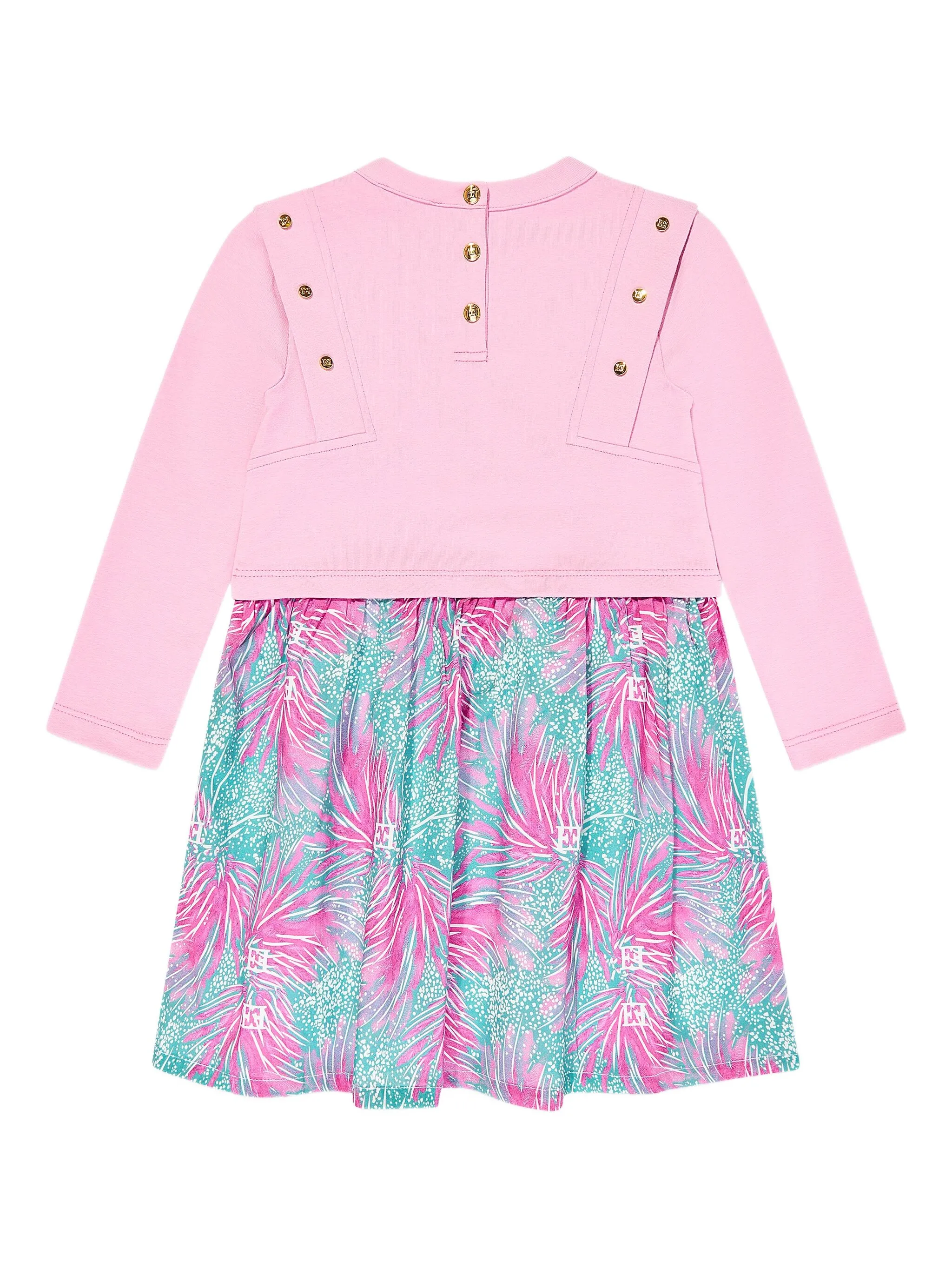 Платье с цветочным принтом и логотипом Escada Kids, розовый — фото 2