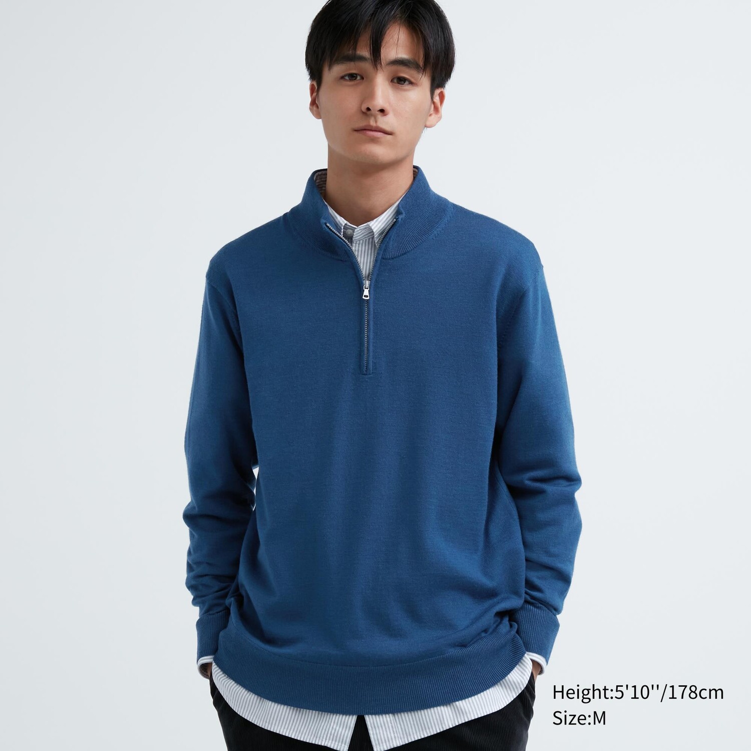 

Свитер Uniqlo мужской с горлом на молнии, синий