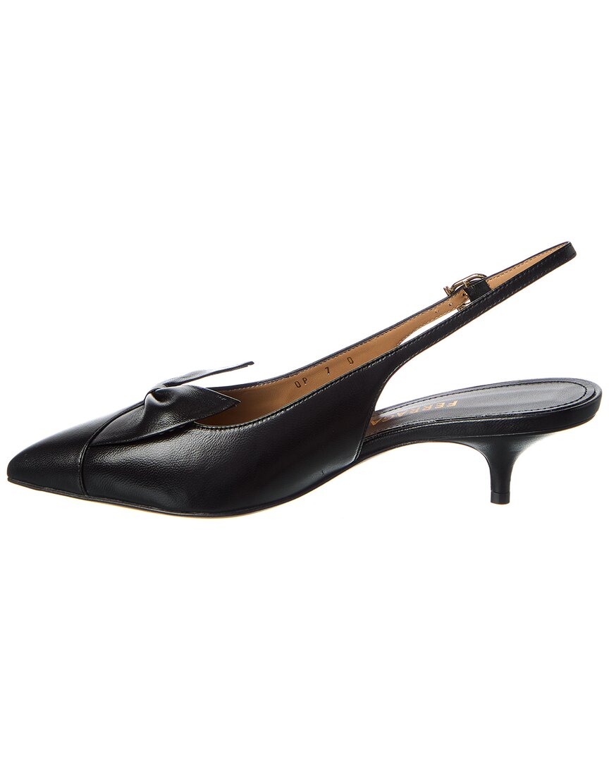 Туфли-лодочки Ferragamo Felli из кожи с открытой пяткой Salvatore Ferragamo, черный — фото 2