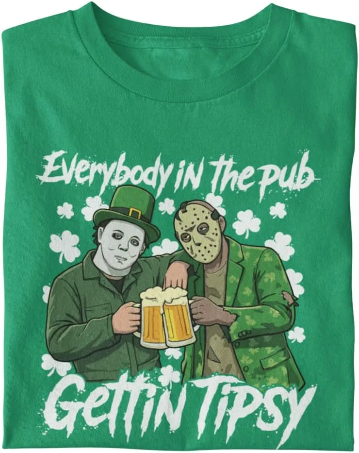 Футболка Jason and Michael Getting Tipsy | Saint Patrick's Day Funny Horror Graphic Unisex