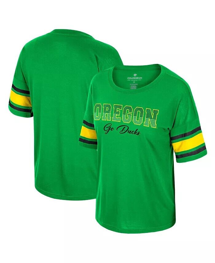 

Женская зеленая футболка Oregon Ducks I'm Gliding Here со стразами Colosseum, зеленый