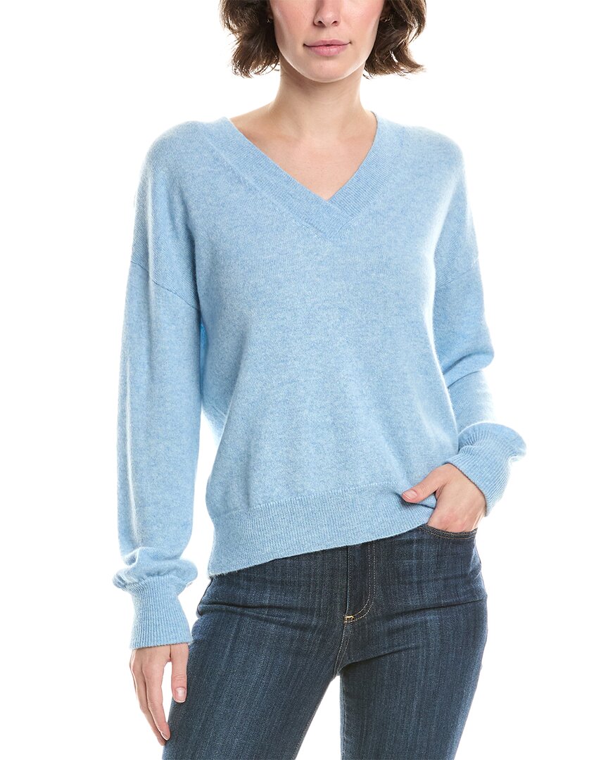 

Форте Кашемир Свитер с V-образным вырезом и сборчатыми рукавами Forte Cashmere, синий