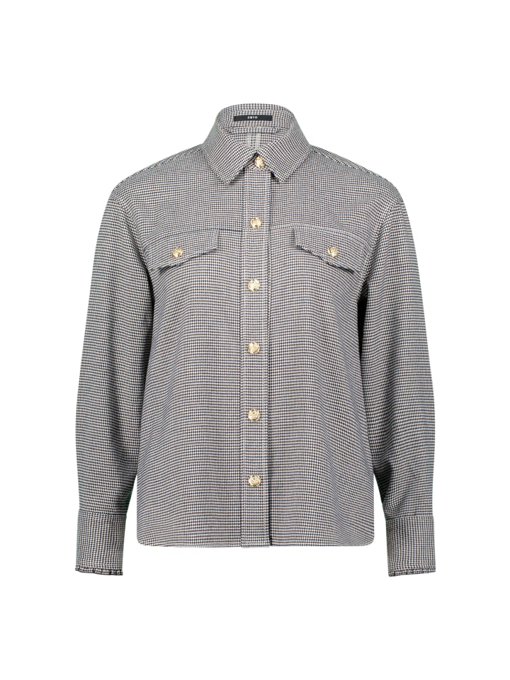 

Блузка-рубашка с узором гусиная лапка бежево-коричневого цвета Zero