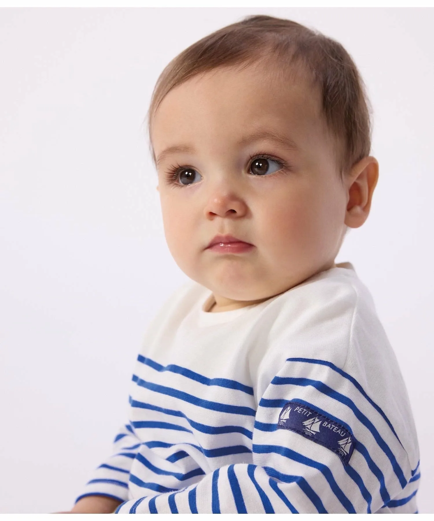 Футболка Marinière с длинными рукавами PETIT BATEAU, Off-white/blue — фото 3