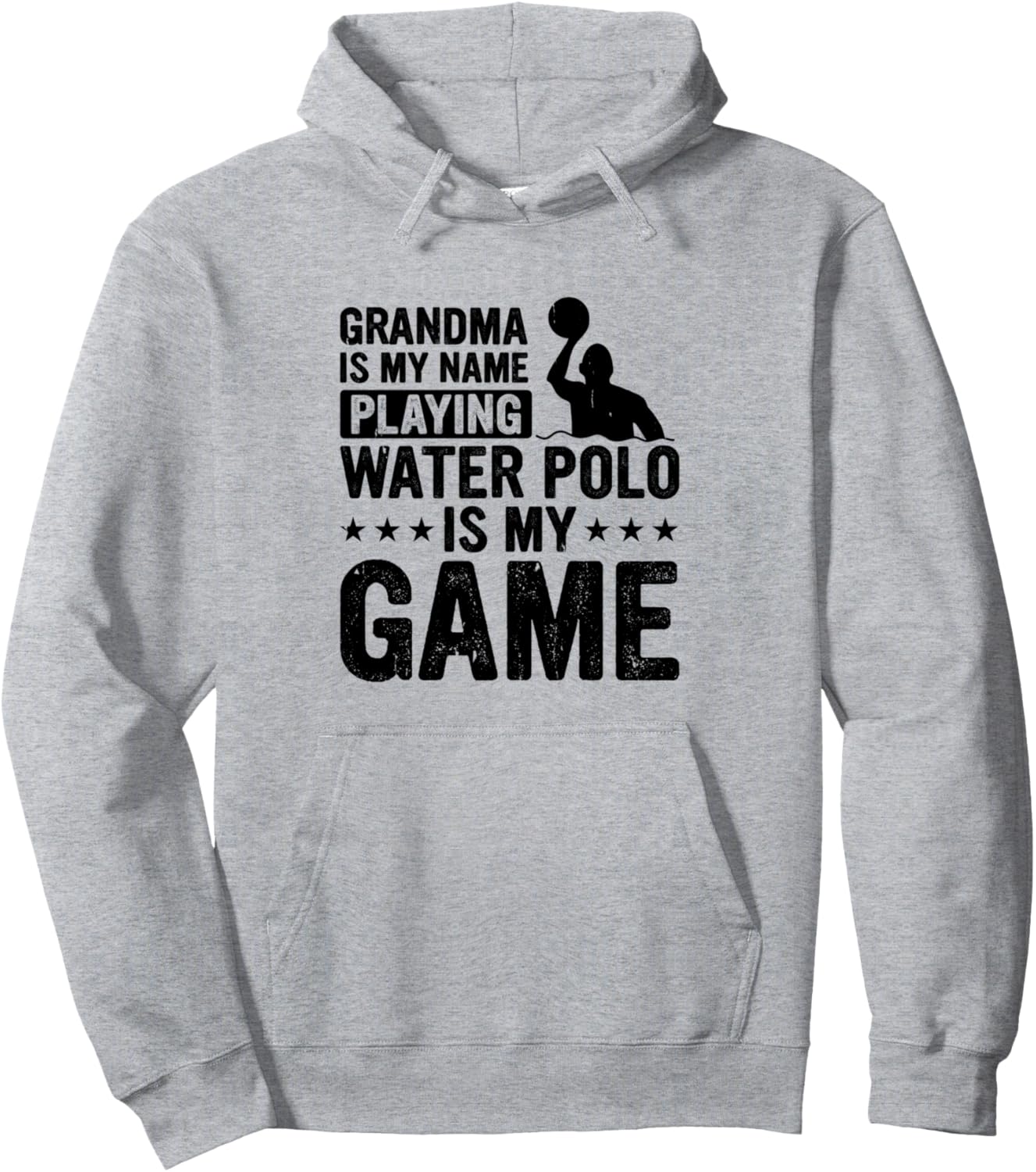 

Меня зовут бабушка, я играю в водное поло. Худи Grandma Water Polo Player Grandma, серый