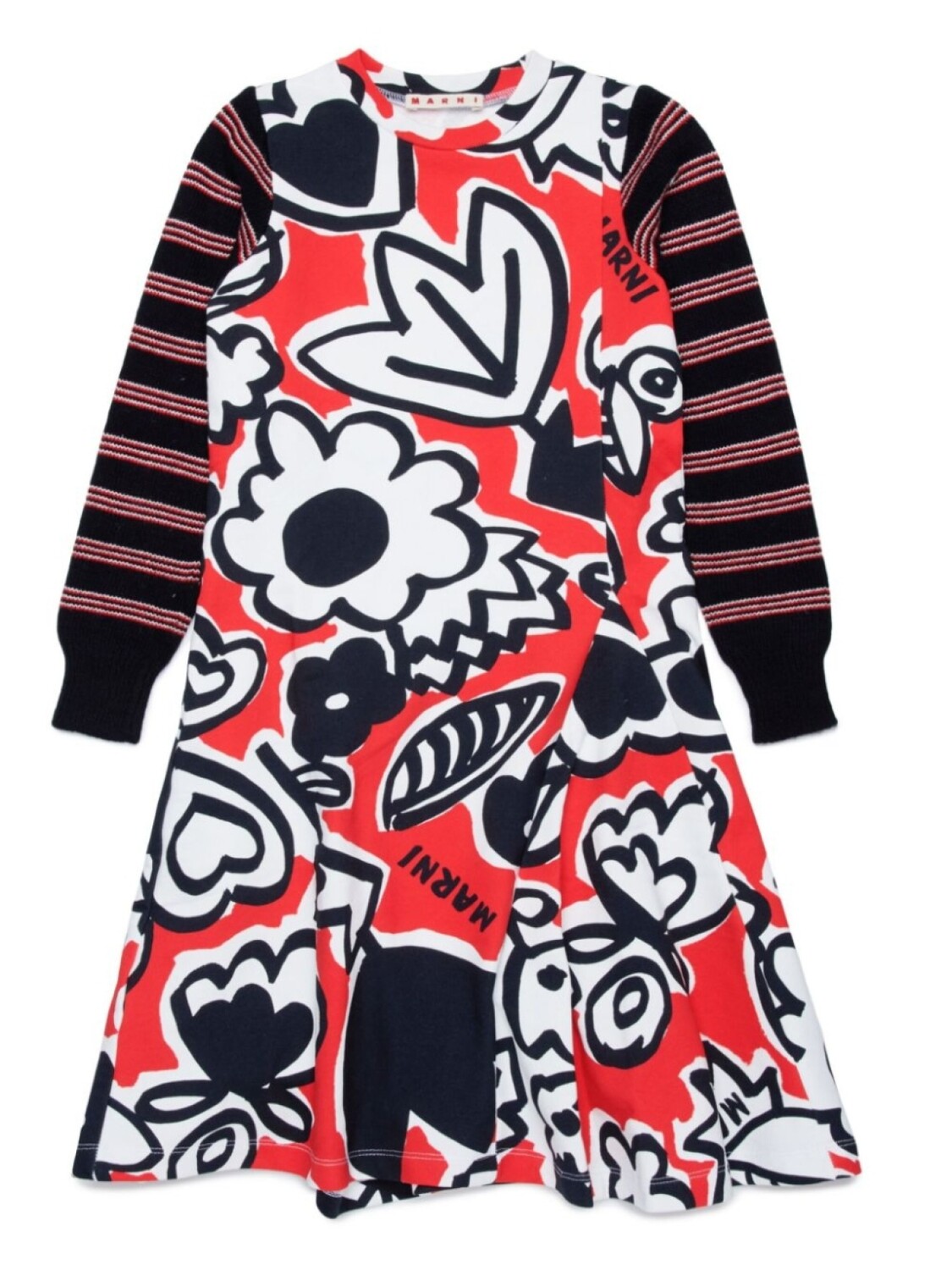 

Marni Kids хлопковое платье с логотипом, красный