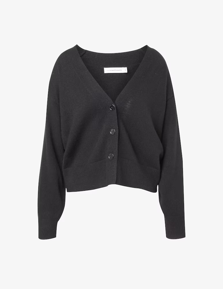 

Кардиган с V-образным вырезом и длинными рукавами Pure Cashmere, черный