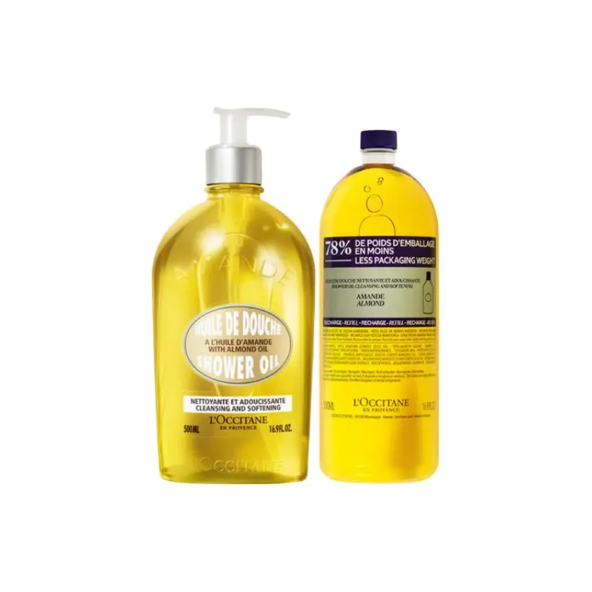 

Масло для ванны Sweet Peach Kernel Almond успокаивающее LOCCITANE, Two-Piece Set: 500ml Almond Bath Oil+500ml Almond Bath Oil Refill