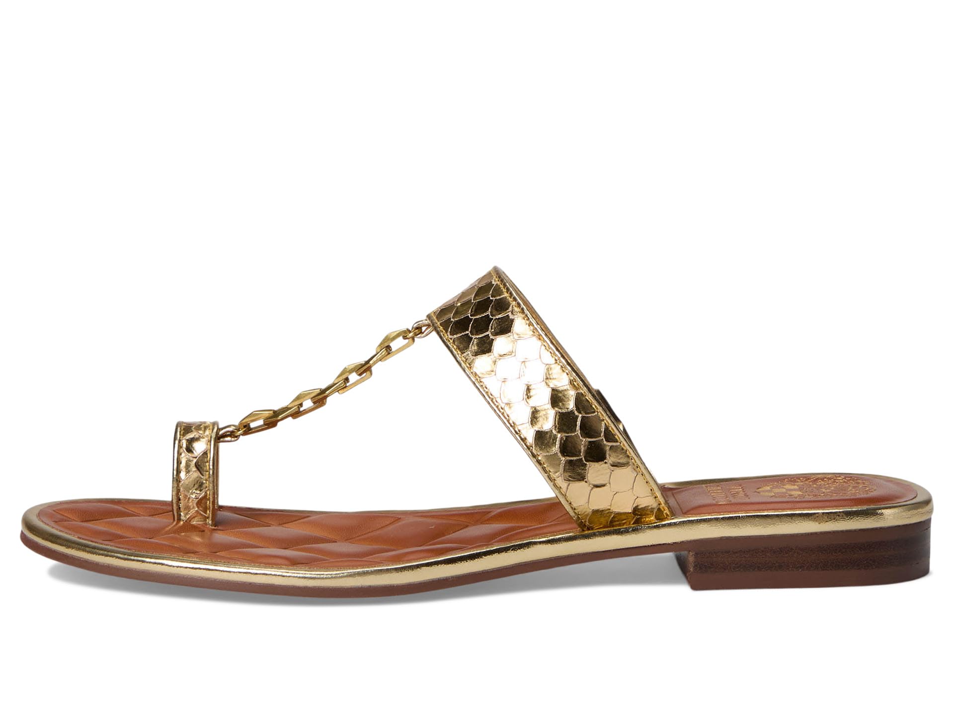 Сандалии Vince Camuto Lexiea Chain-Link Flat Sandal, цвет Grecian Gold — фото 4