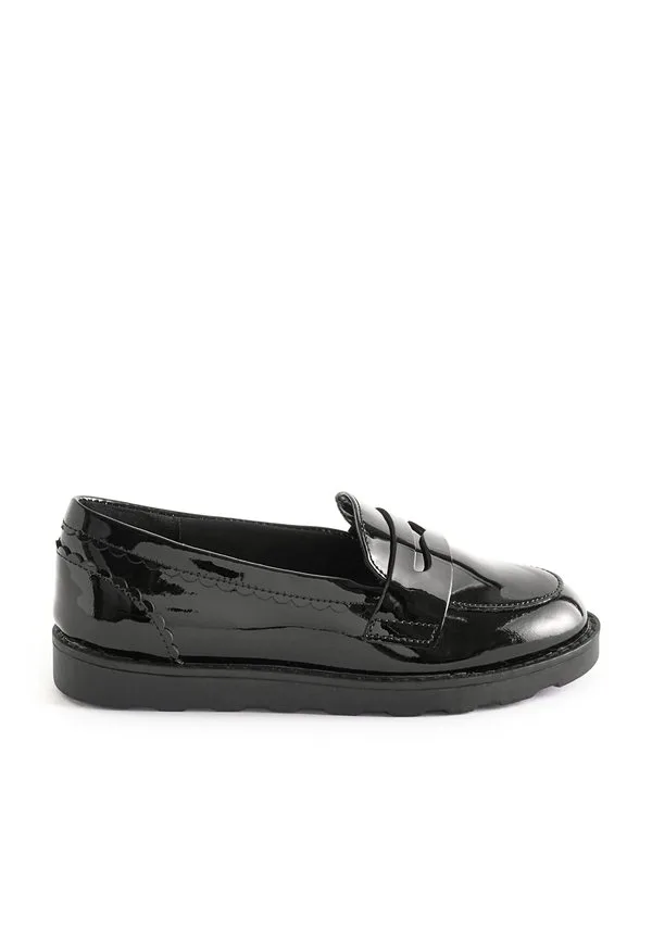 Школьные лоферы с узкой подошвой и слипоны Next, Black Patent