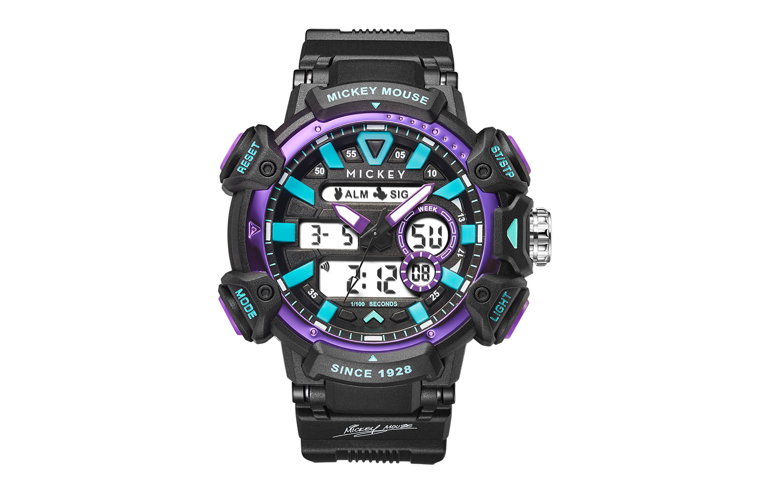 

Disney Часы Mickey Series Electronic Movement TPU Strap Watch Men's Watch Black Dial