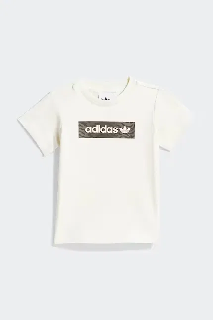 Комплект детский из эластичного хлопка Adidas Originals, бежевый — фото 2