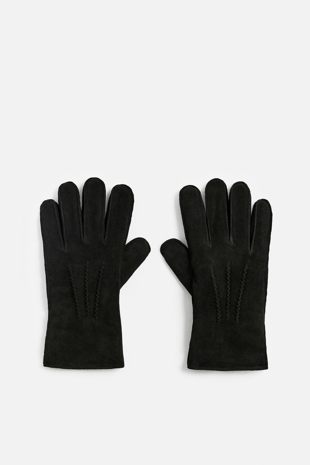 

Контрастные кожаные перчатки ZARA, черный