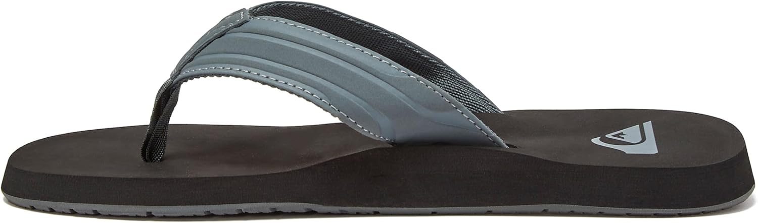 Мужские шлепанцы Quiksilver Monkey Wrench, спортивные с поддержкой свода стопы, размеры 6-15, мужские шлепки-сланцы, серый/черный — фото 3