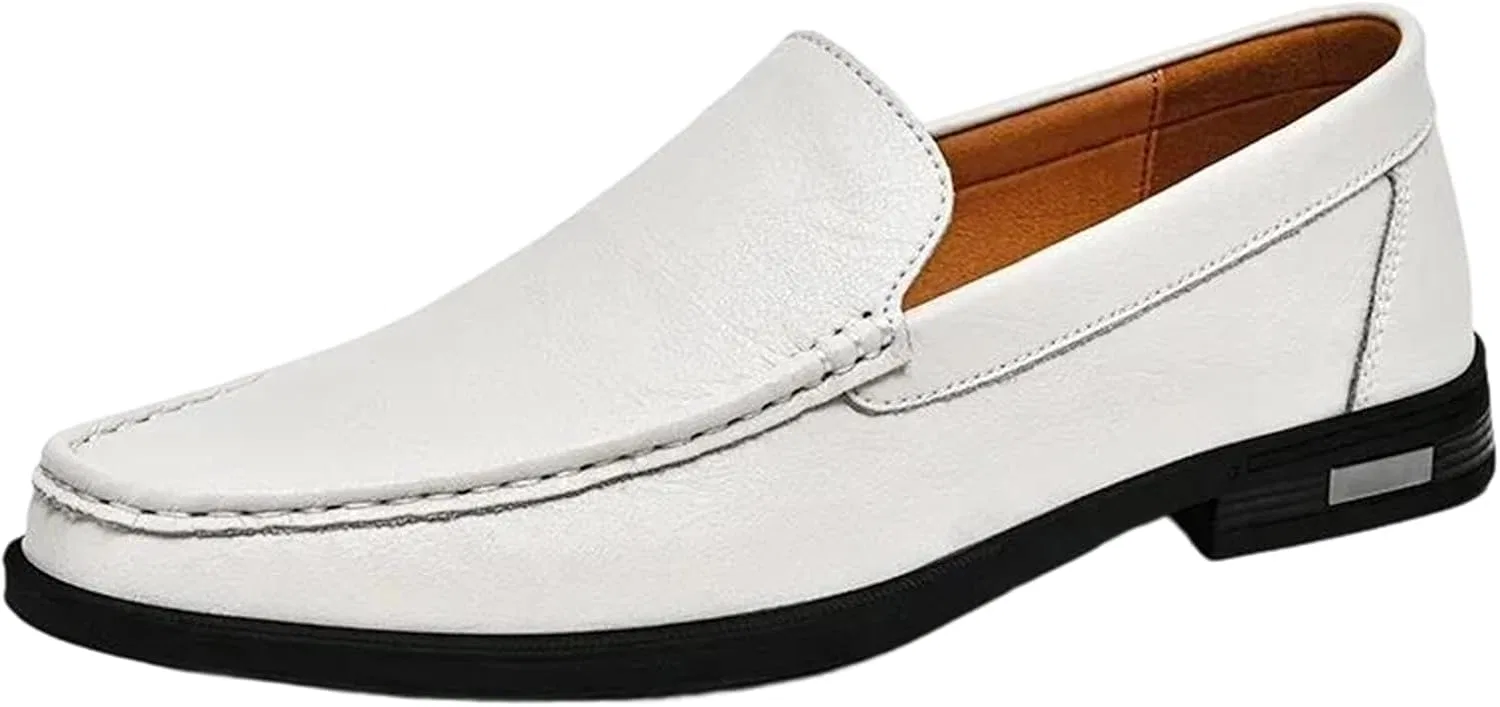 Мужские лоферы, кожа, Adhdyuud, White 1