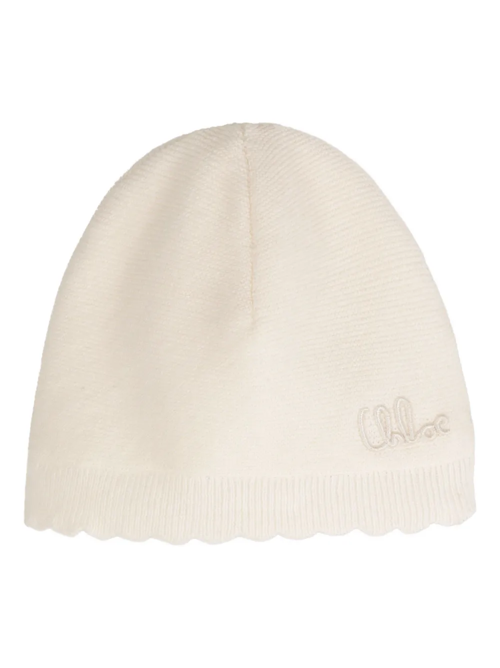 

Комплект из шапки бини и пинеток с фестонами Chloé Kids, нейтральный